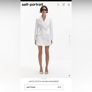 Self Portrait WHITE TAFFETA TAILORED MINI DRESS